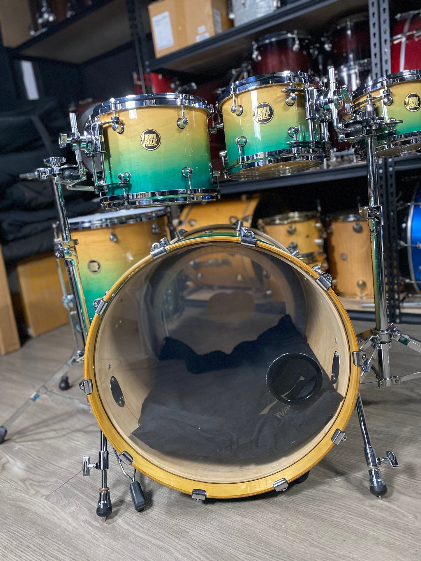 Custom USA Maple Drum Kit – Aqua Fade