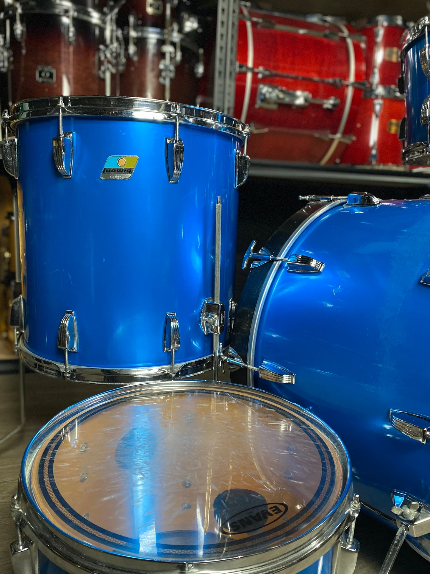 Ludwig Big Beat Outfit – Blue Silk 1970s/80s