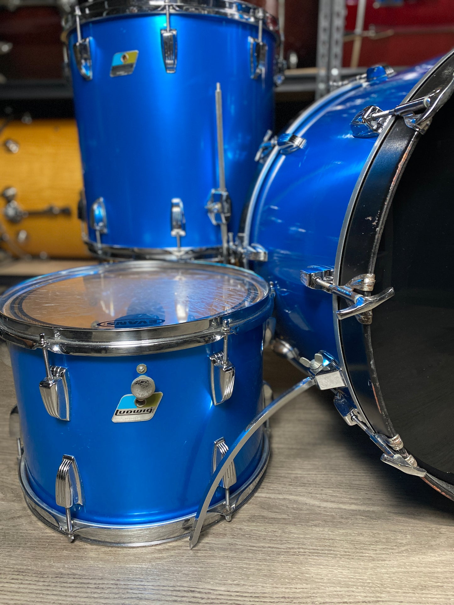 Ludwig Big Beat Outfit – Blue Silk 1970s/80s