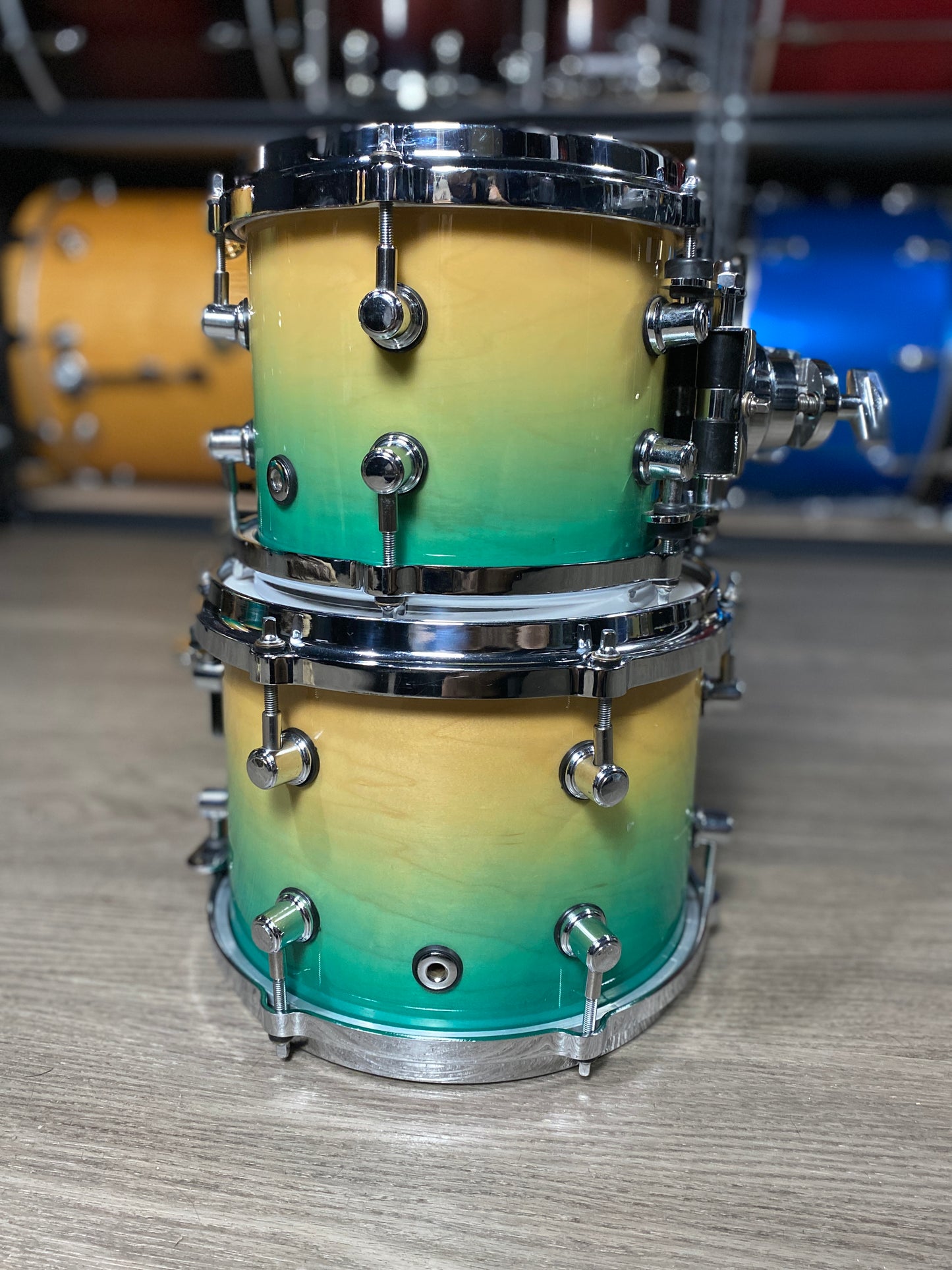 Custom USA Maple Drum Kit – Aqua Fade