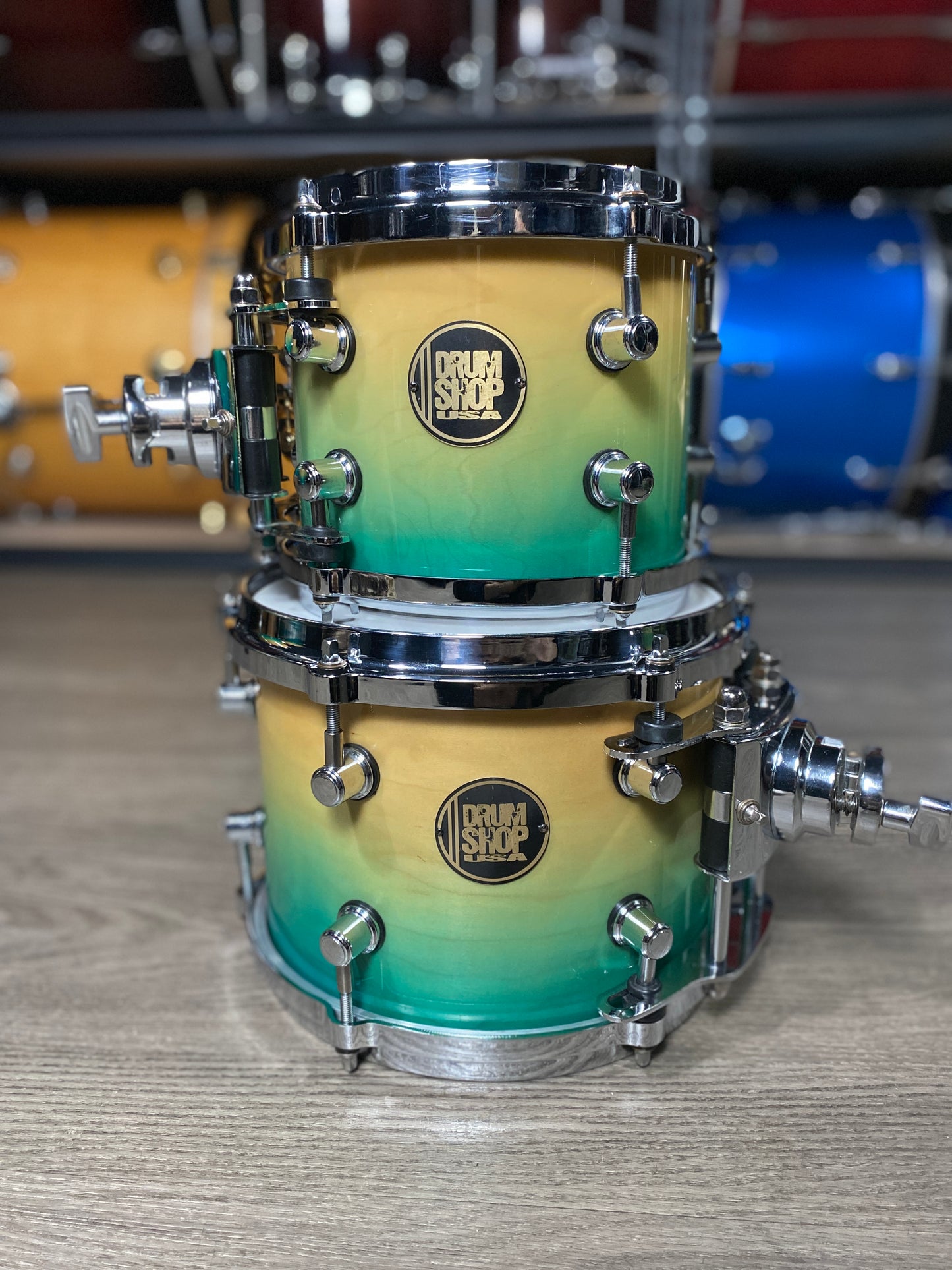 Custom USA Maple Drum Kit – Aqua Fade