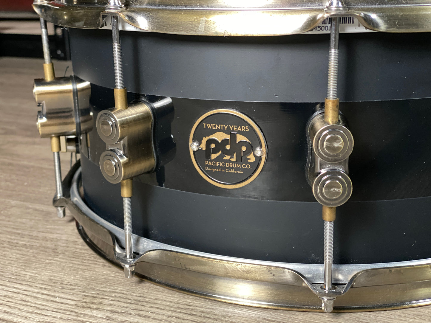 PDP 20th Anniversary 6.5x14 Snare Drum Gloss Black with Antique Bronze Hardware