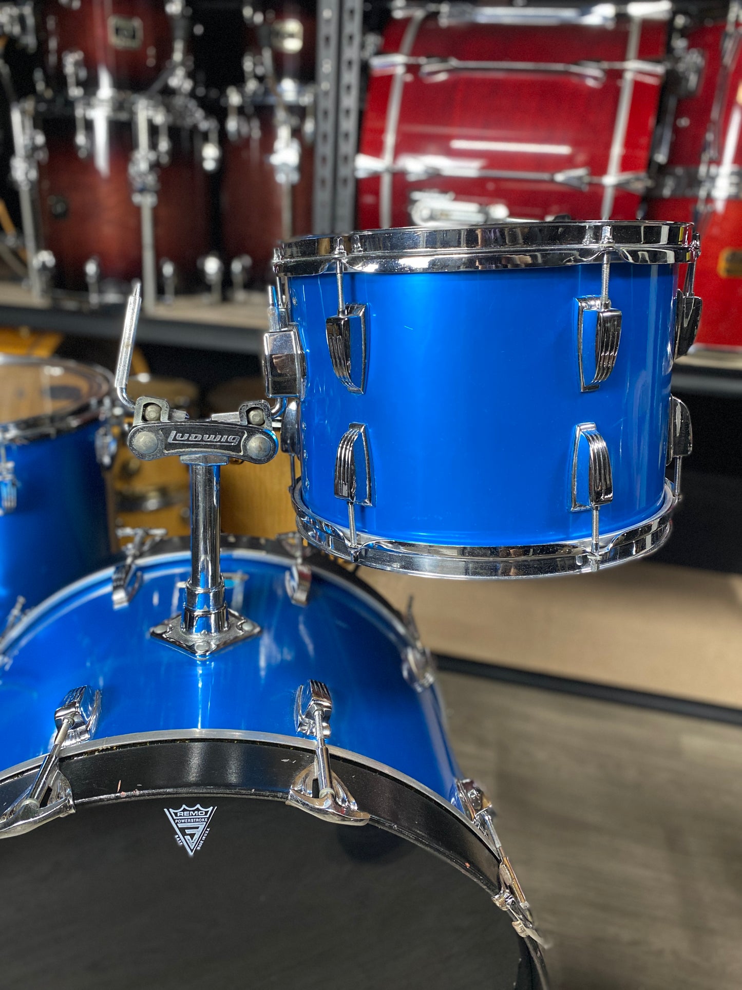 Ludwig Big Beat Outfit – Blue Silk 1970s/80s
