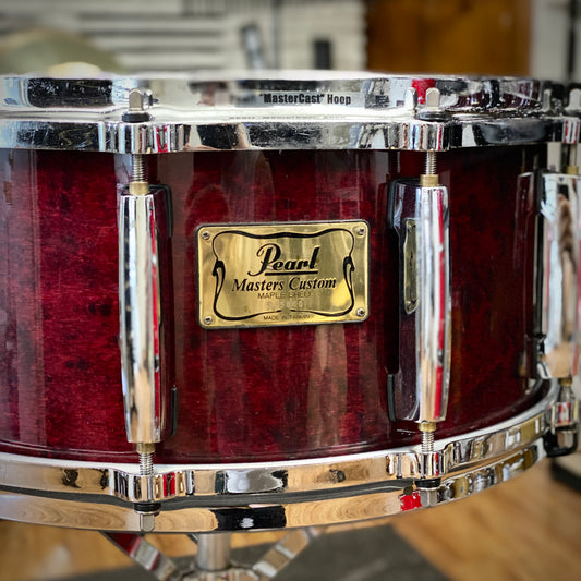 Pearl 6.5x14 Masters Custom Maple Snare Drum - Wine Red - 1990s
