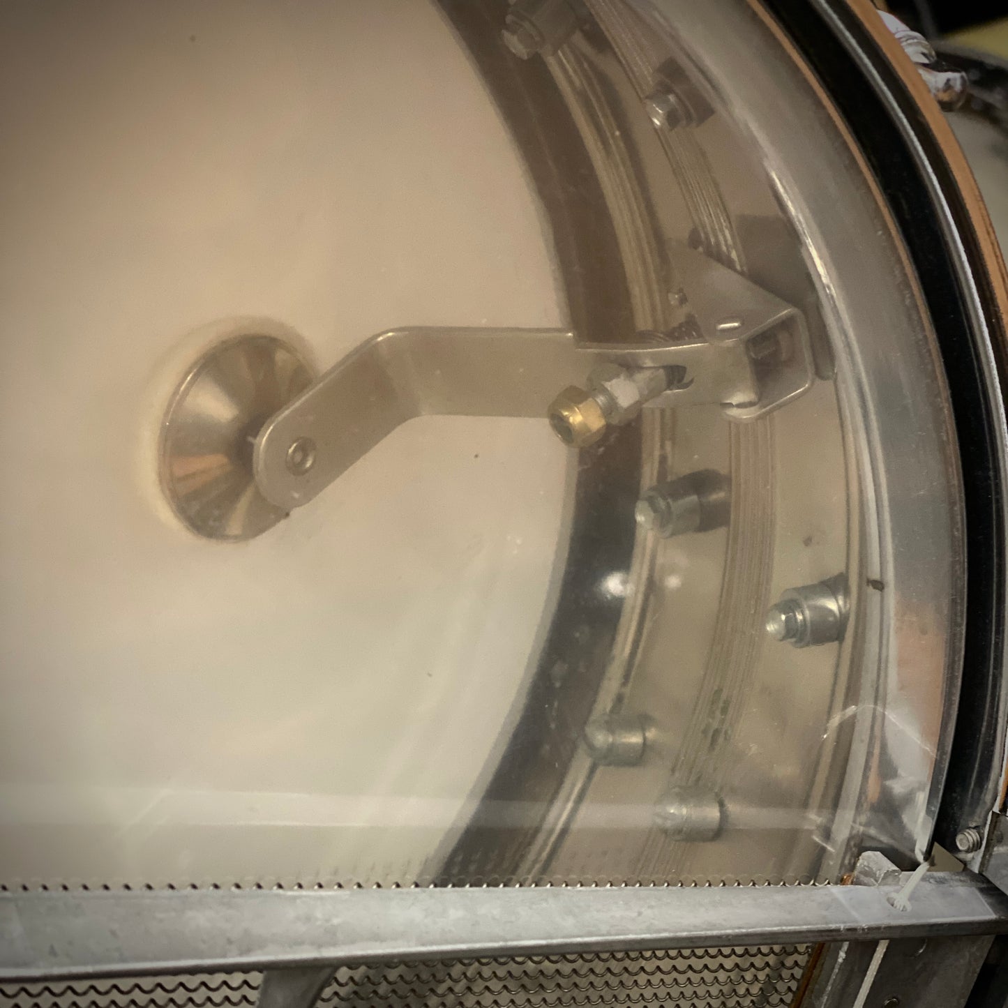 Rogers 5x14 Dyna-Sonic 5-Line Chrome Over Brass Snare Drum 1970s
