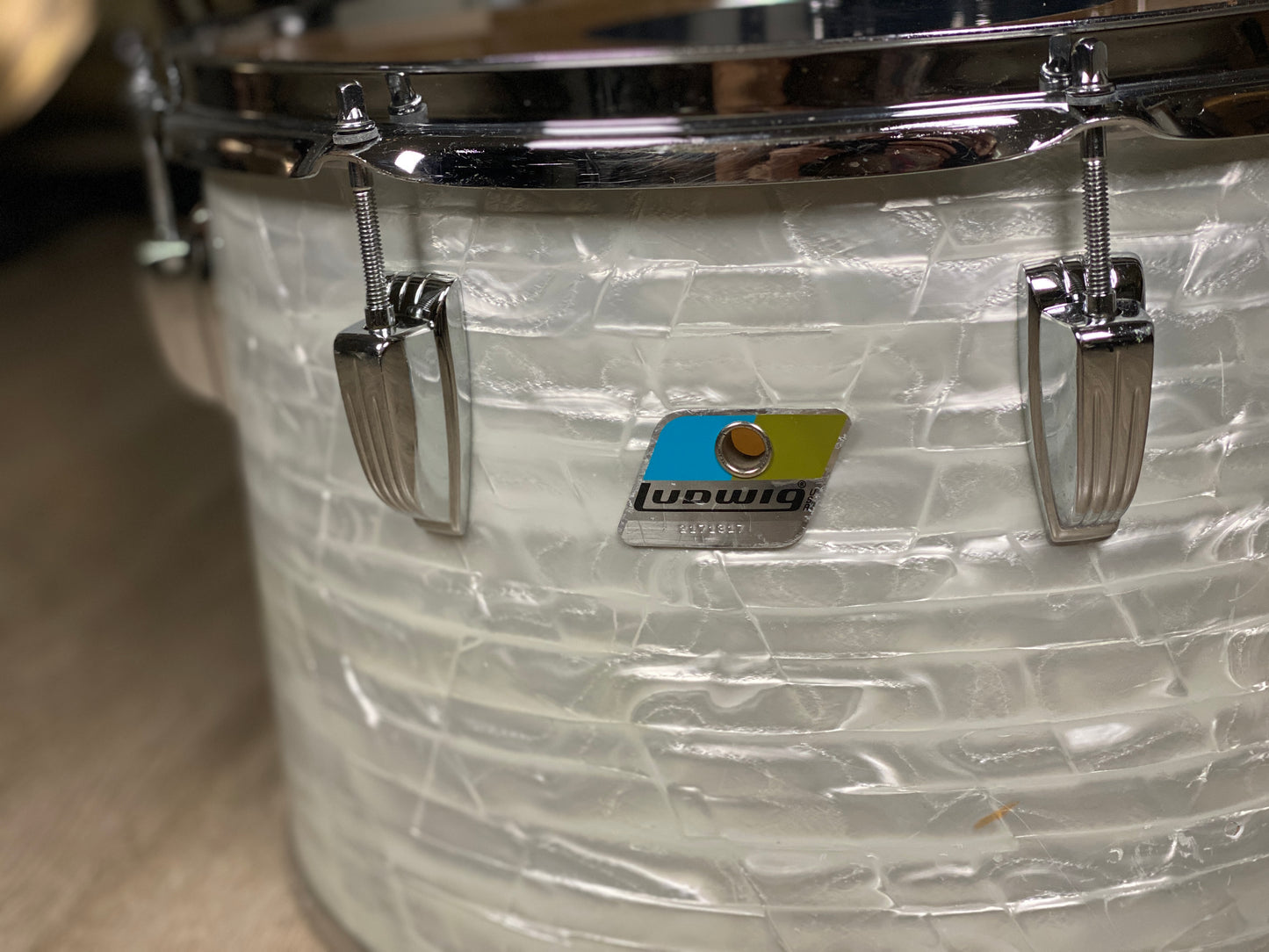 Ludwig 10x16 No. 700 Timp-Tom Drum 1970s White Marine Pearl