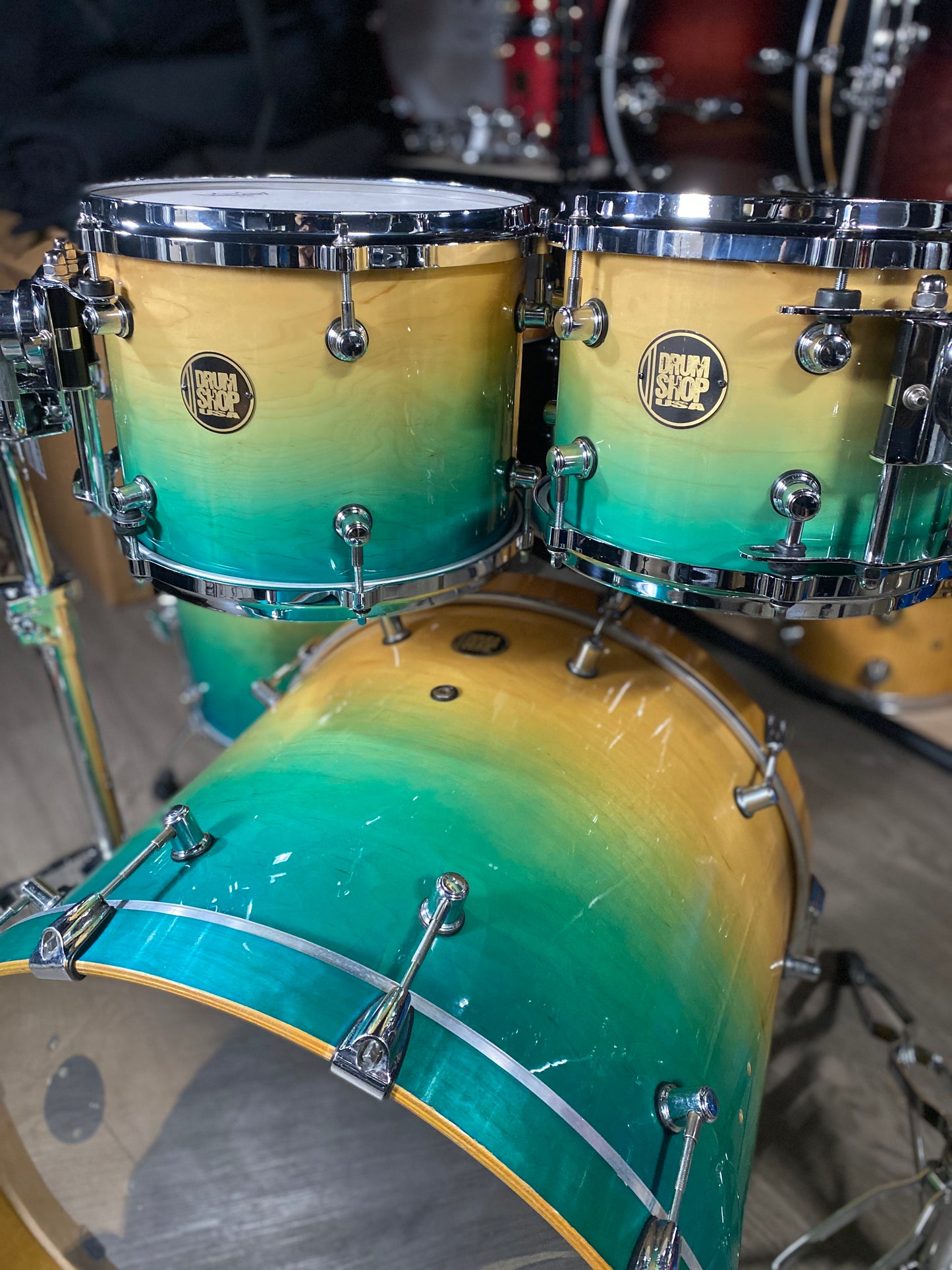 Custom USA Maple Drum Kit – Aqua Fade