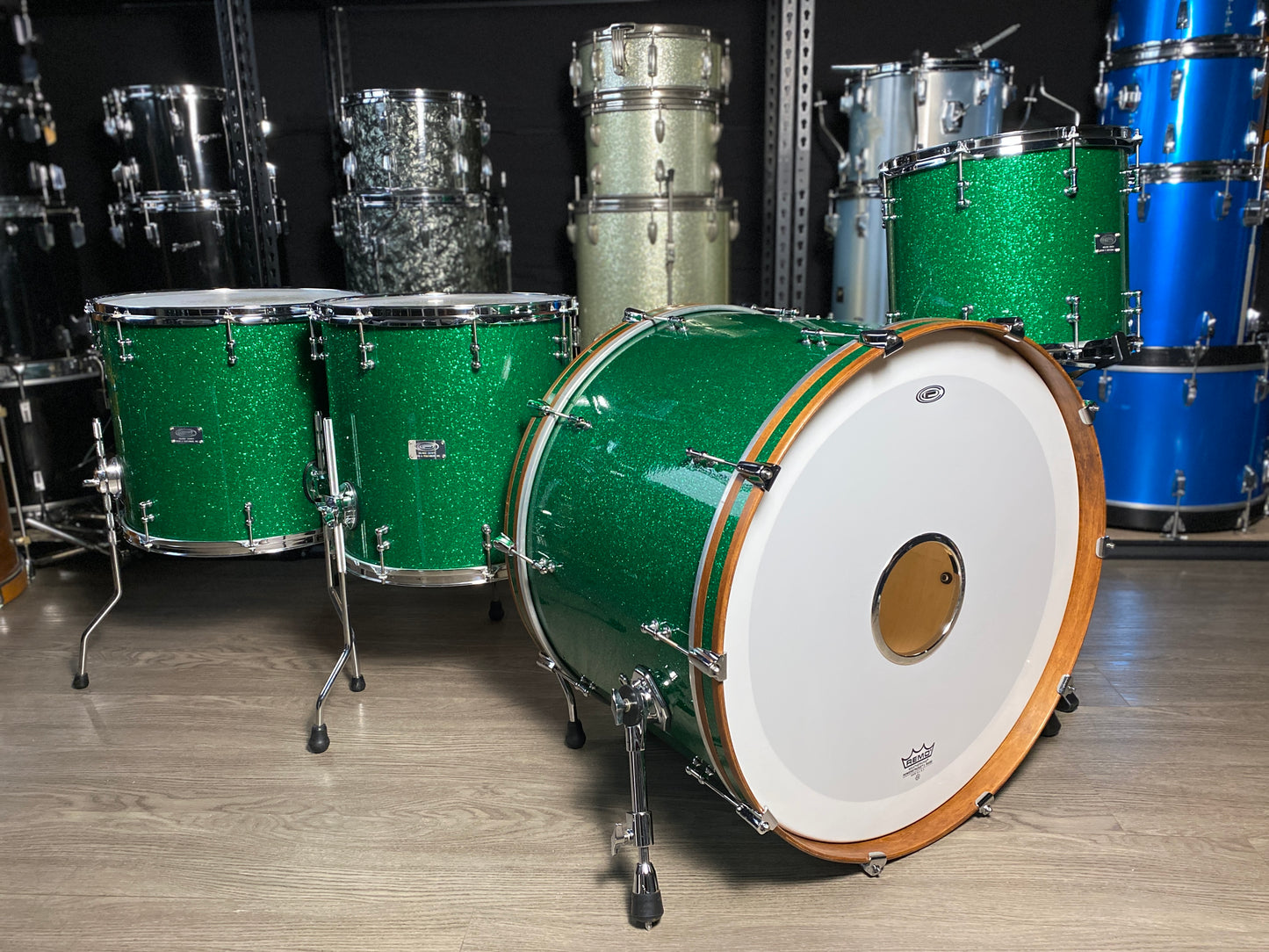 Orange County Custom Drum Kit 14/16/18/26 - Green Sparkle
