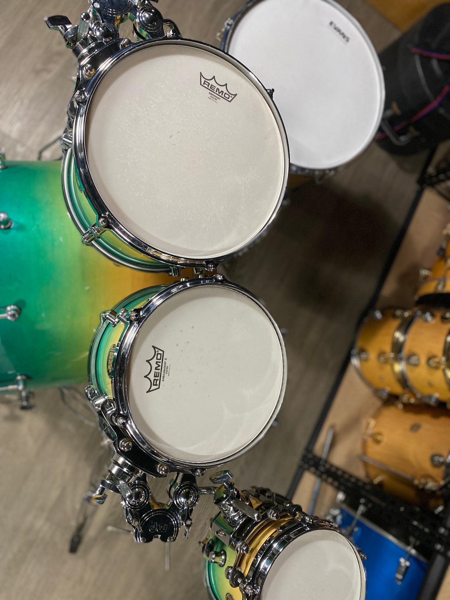 Custom USA Maple Drum Kit – Aqua Fade