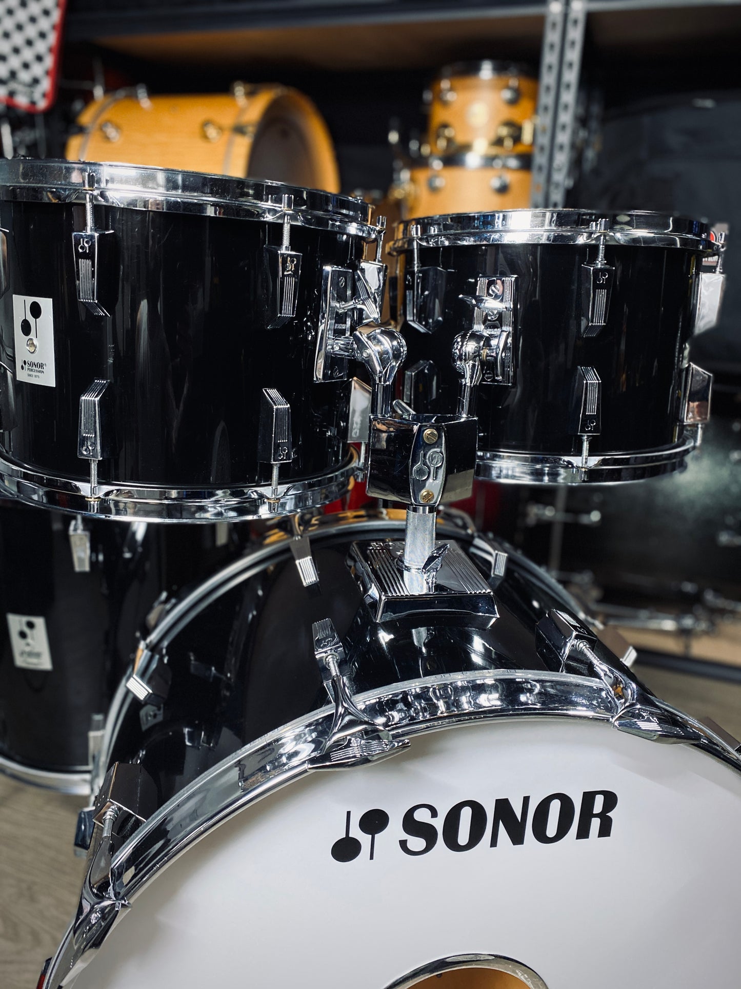 Sonor Phonic Drum Kit – 1980s Black (9-Ply Beechwood Shells)