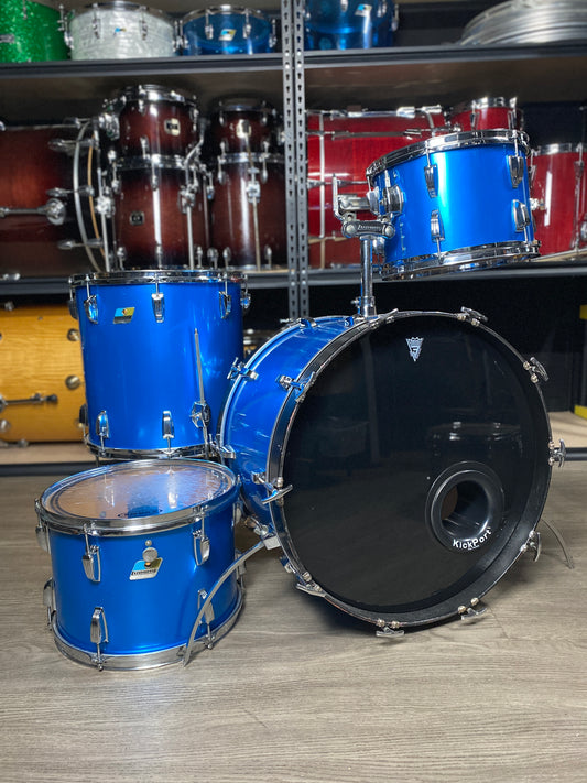 Ludwig Big Beat Outfit – Blue Silk 1970s/80s