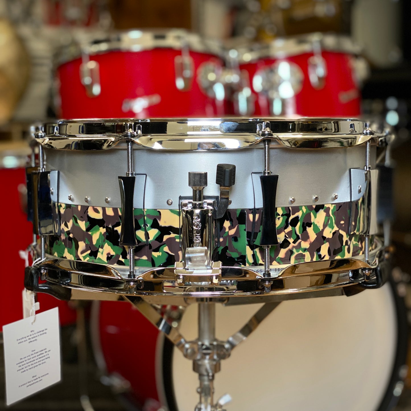 Pork Pie 5.5x14 Aluminum Maple Hybrid
Snare Drum - Camo