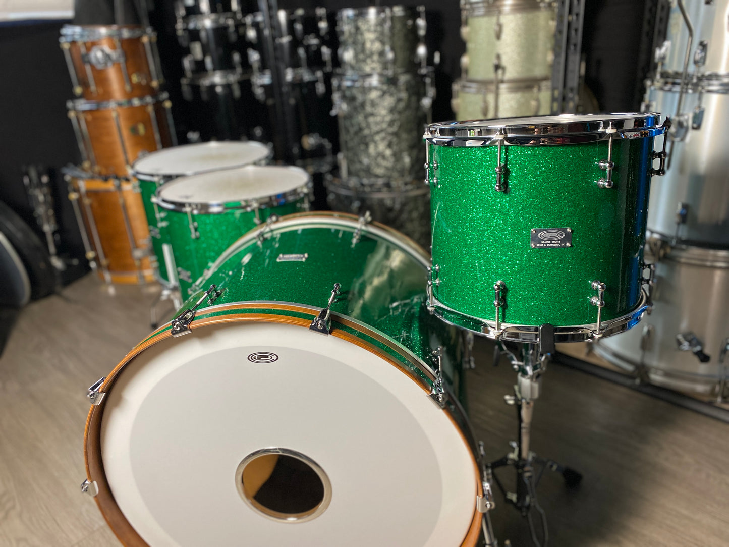 Orange County Custom Drum Kit 14/16/18/26 - Green Sparkle