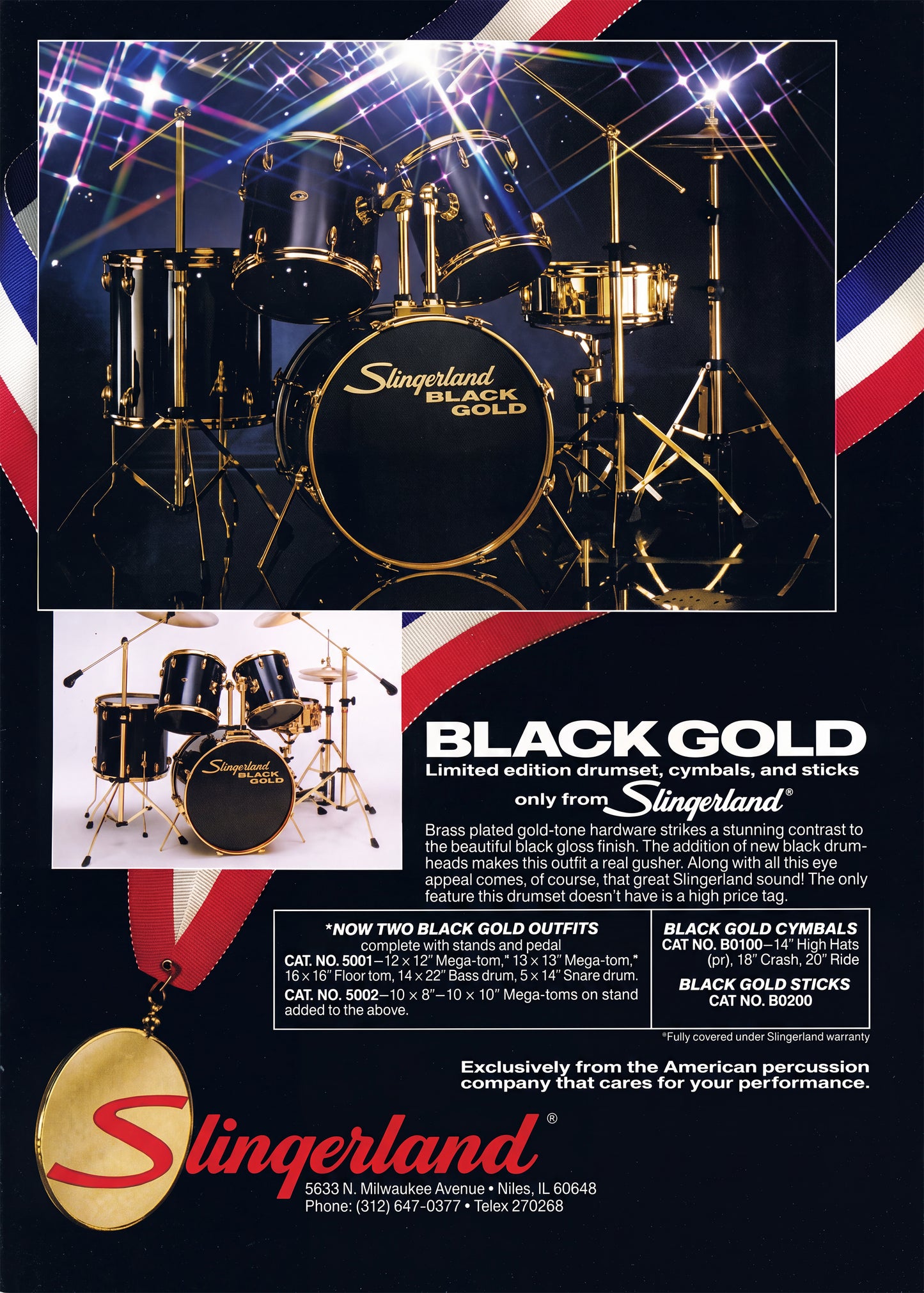 Slingerland Limited Edition Black Gold Drum Set - 1980s