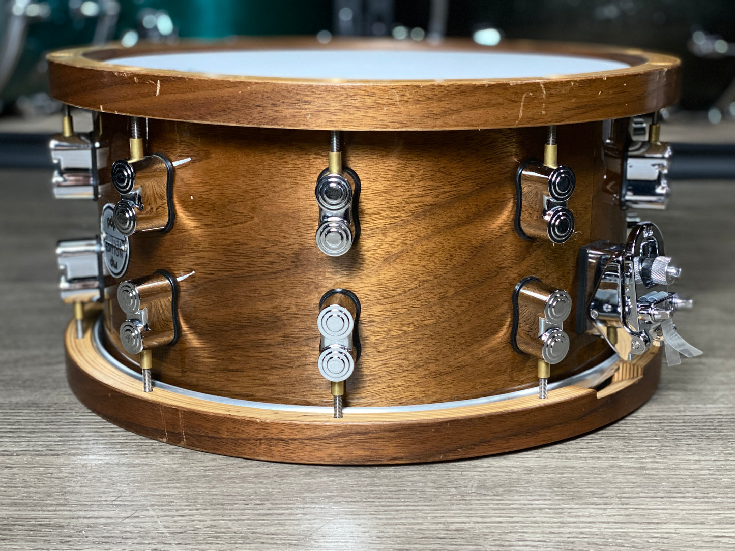 PDP 7.5x14” LTD Edition Maple and Walnut Snare With Walnut Hoops