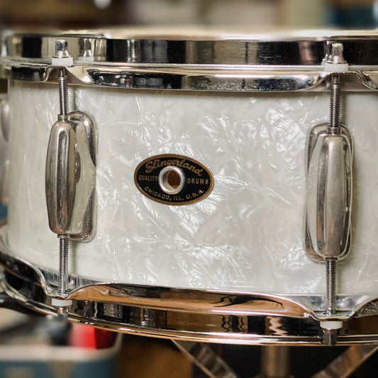 Slingerland 5.5x14 8-Lug Special Student Snare Drum – White Marine Pearl (1956–1959)