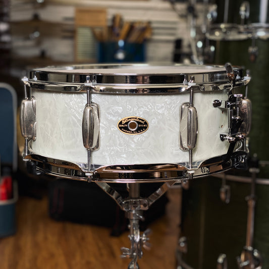 Slingerland 5.5x14 8-Lug Special Student Snare Drum – White Marine Pearl (1956–1959)