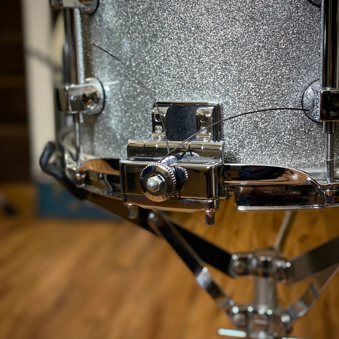 Premier 7x12 Birch Snare – Silver Sparkle Lacquer – UK Made 1990s