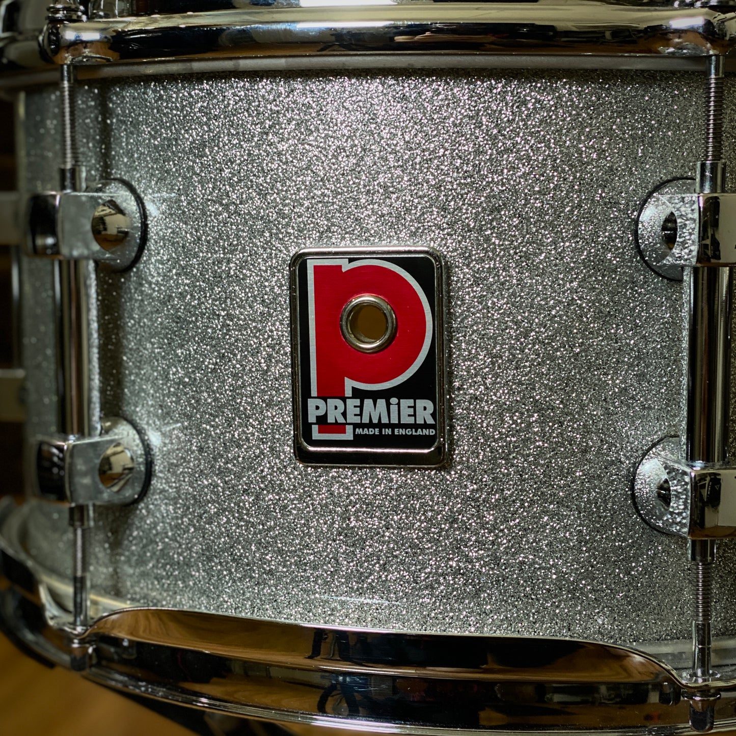 Premier 7x12 Birch Snare – Silver Sparkle Lacquer – UK Made 1990s