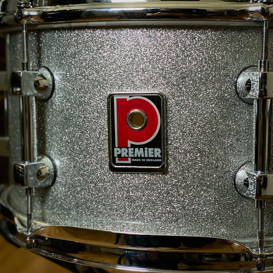 Premier 7x12 Birch Snare – Silver Sparkle Lacquer – UK Made 1990s