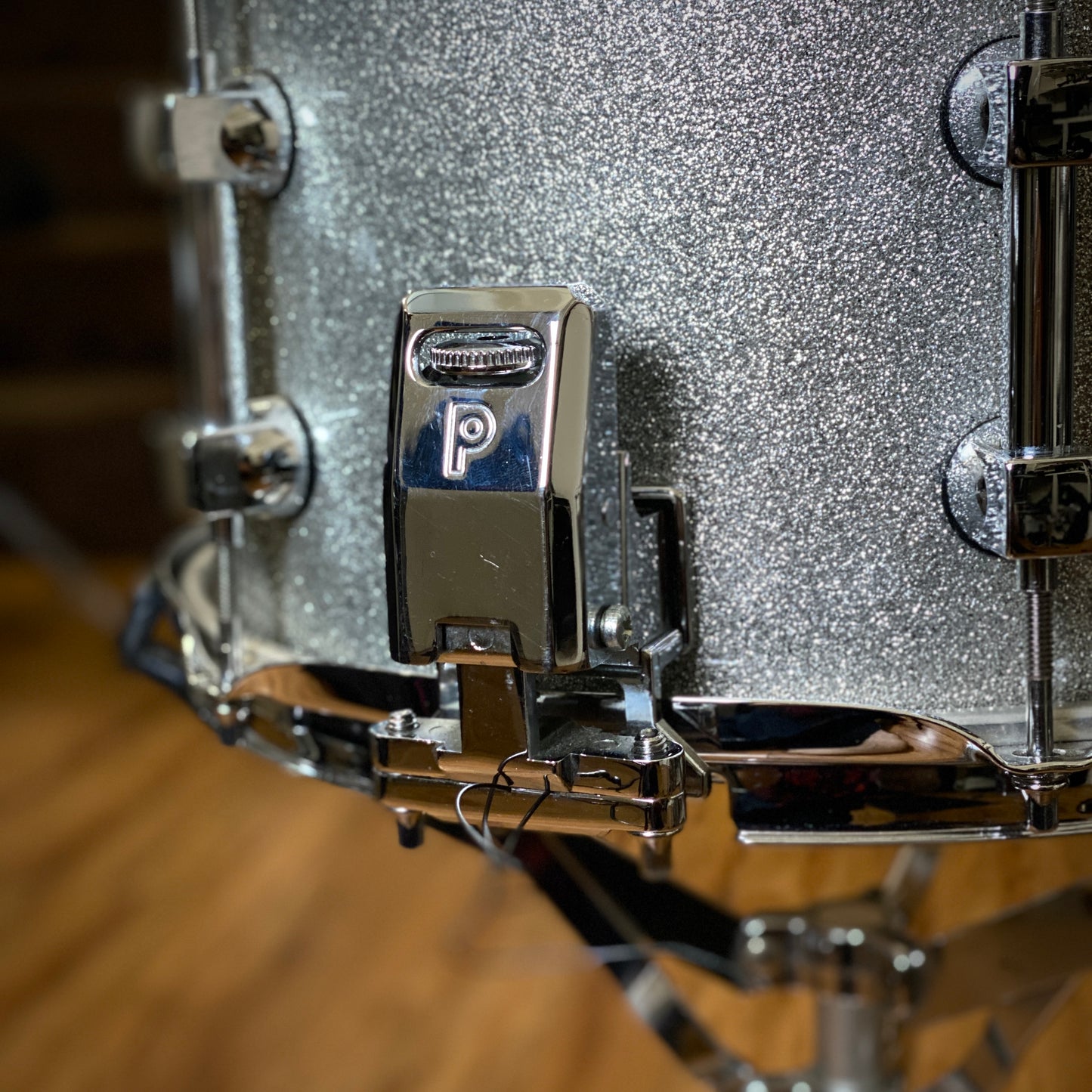 Premier 7x12 Birch Snare – Silver Sparkle Lacquer – UK Made 1990s