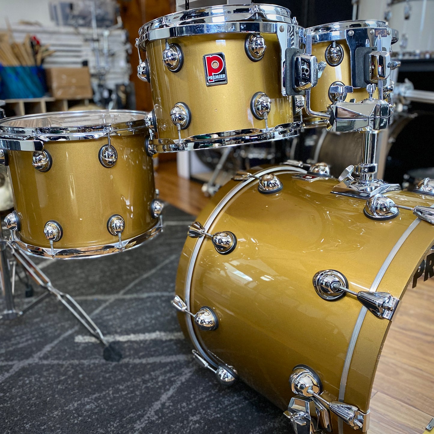 Premier Genista 10/12/14/22 Drum Kit Gold Lacquer - 1998