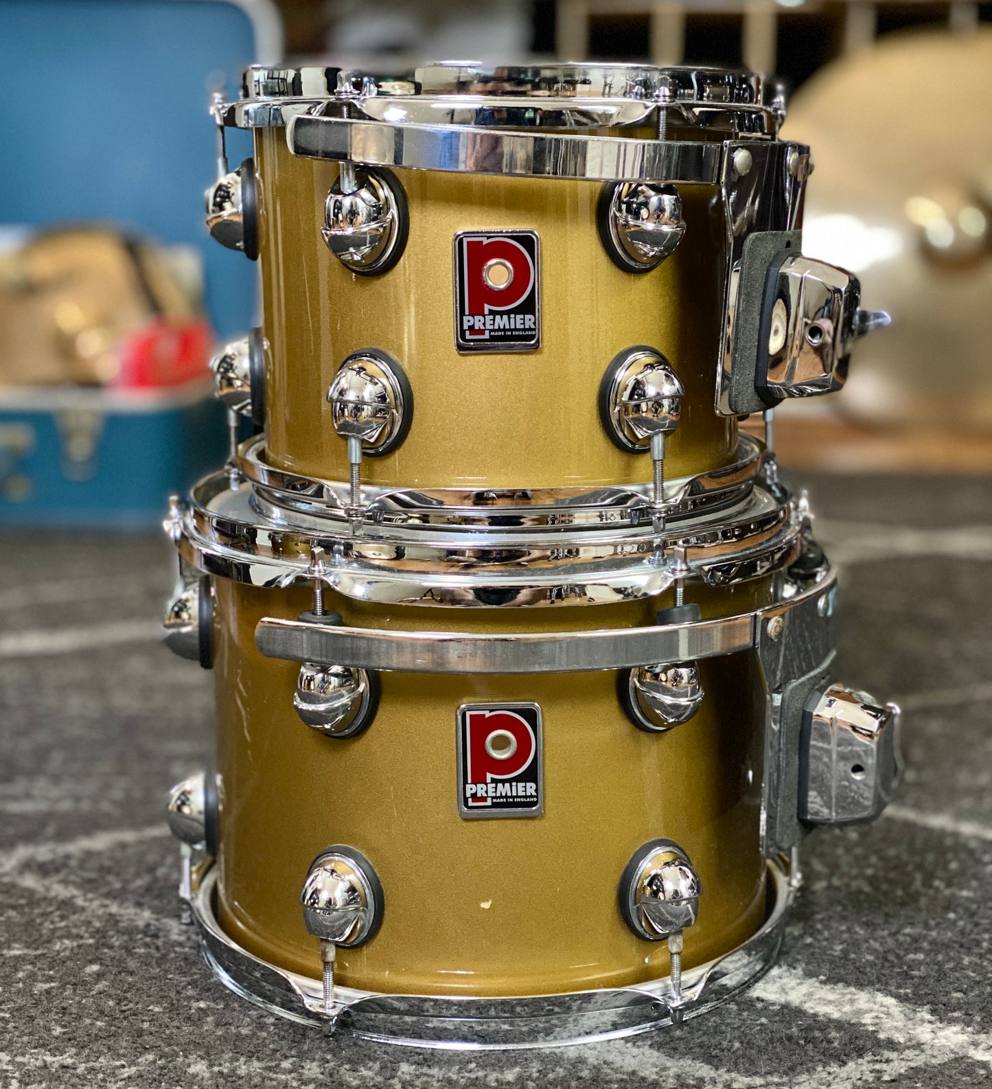 Premier Genista 10/12/14/22 Drum Kit Gold Lacquer - 1998