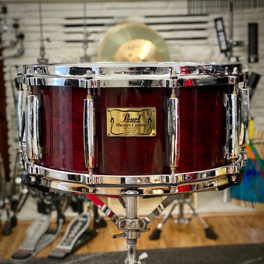 Pearl 6.5x14 Masters Custom Maple Snare Drum - Wine Red - 1990s