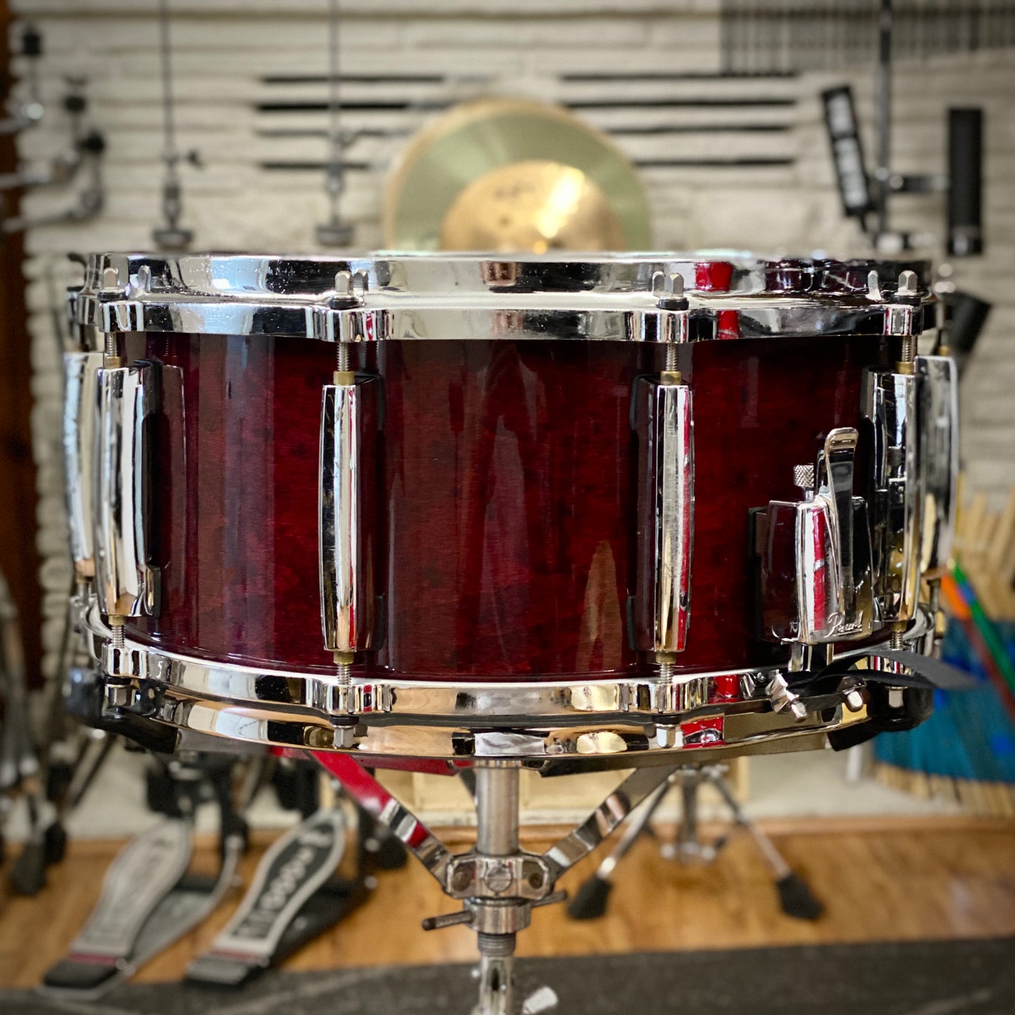 Pearl 6.5x14 Masters Custom Maple Snare Drum - Wine Red - 1990s