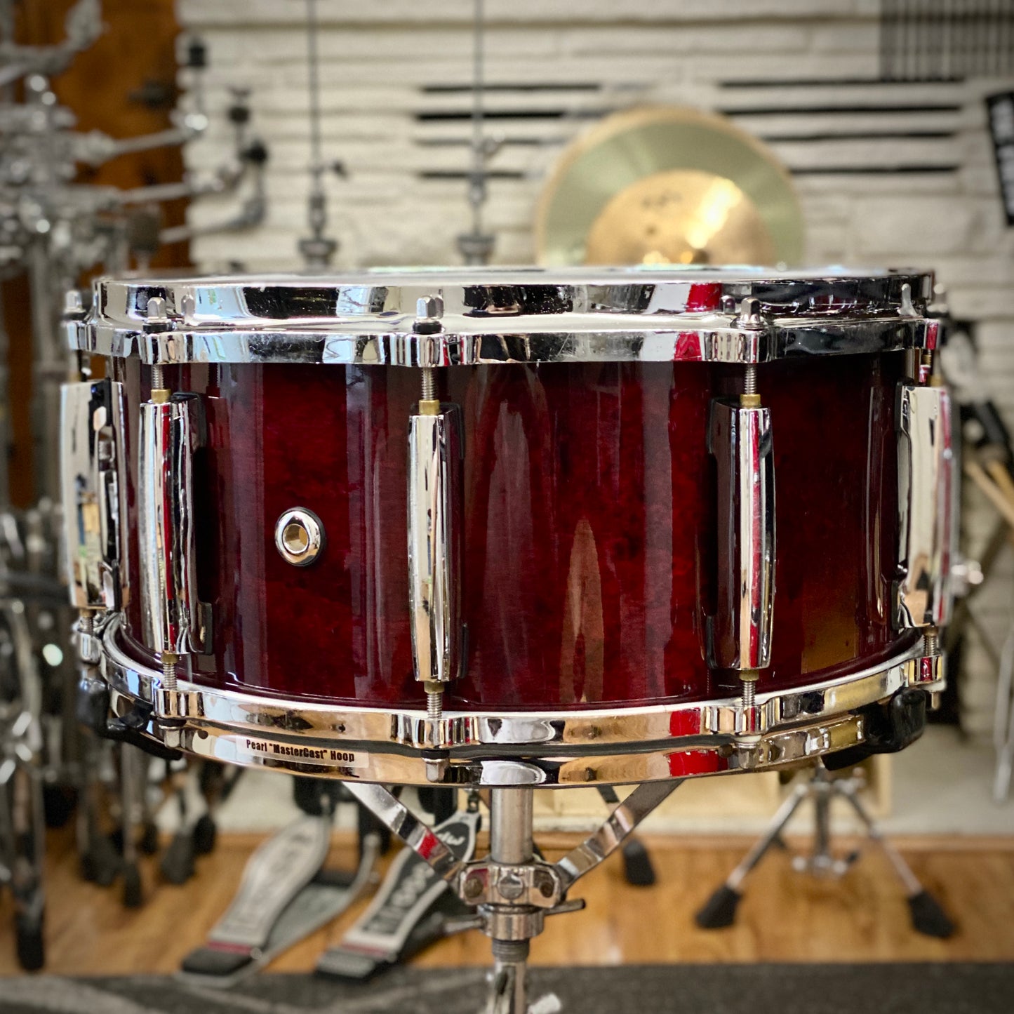Pearl 6.5x14 Masters Custom Maple Snare Drum - Wine Red - 1990s