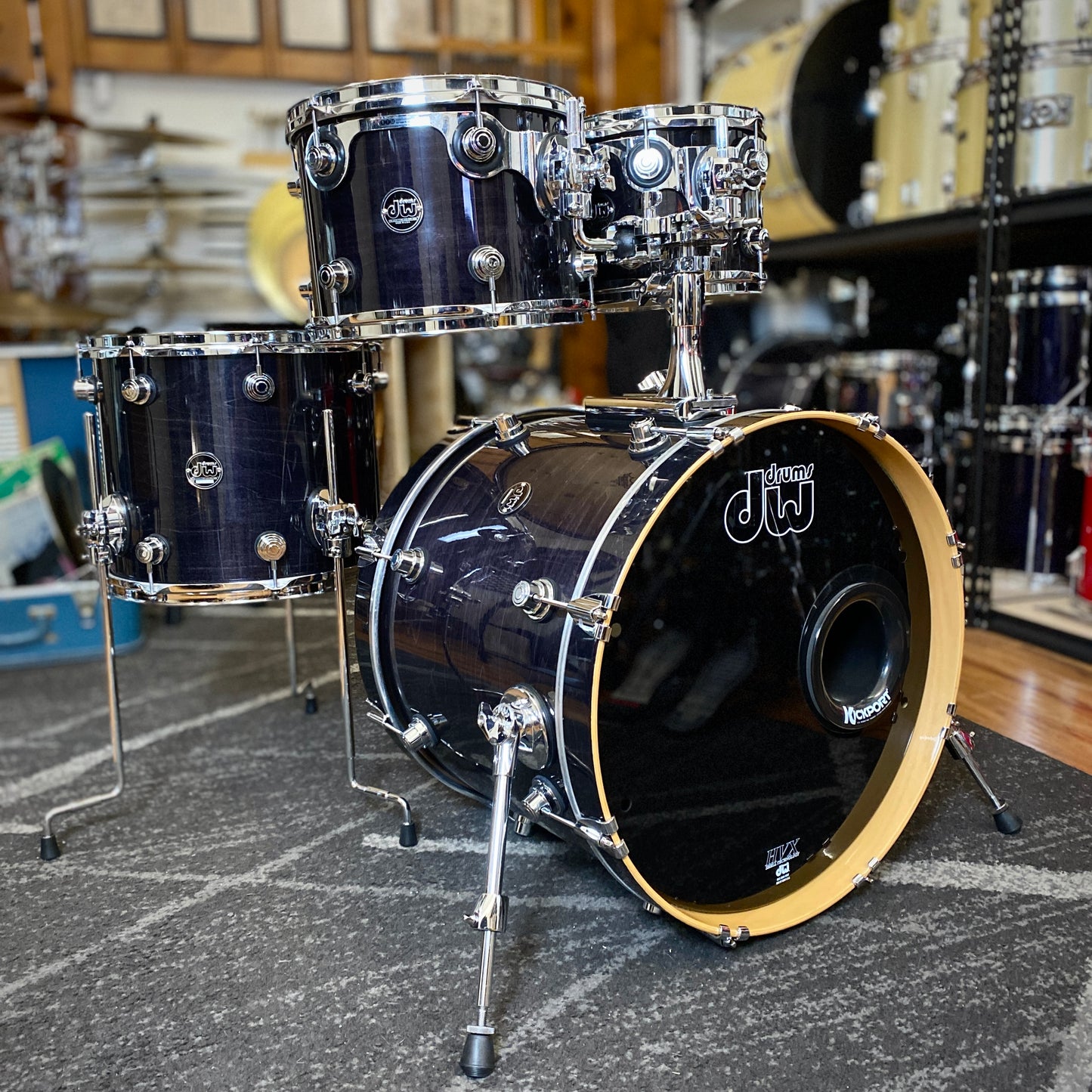 DW Performance Series 4-Piece Fusion Drum Set - Ebony Stain