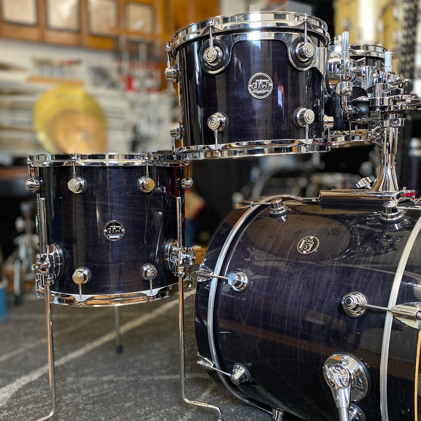 DW Performance Series 4-Piece Fusion Drum Set - Ebony Stain