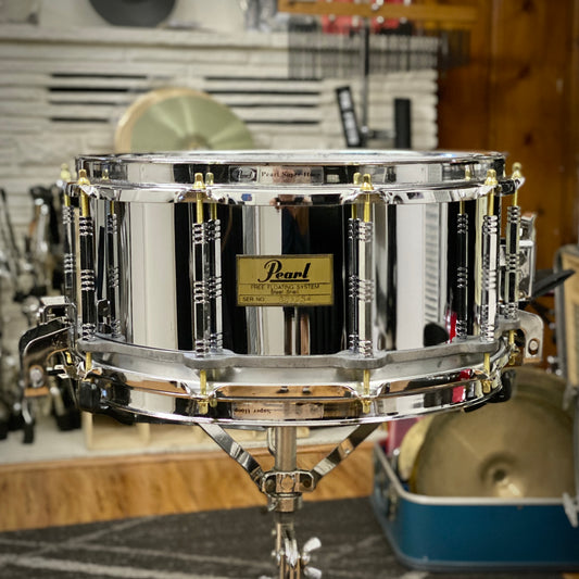 Pearl 5x14 Free Floating Steel Snare Drum – 1st Gen 1980s