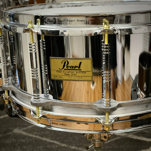 Pearl 5x14 Free Floating Steel Snare Drum – 1st Gen 1980s