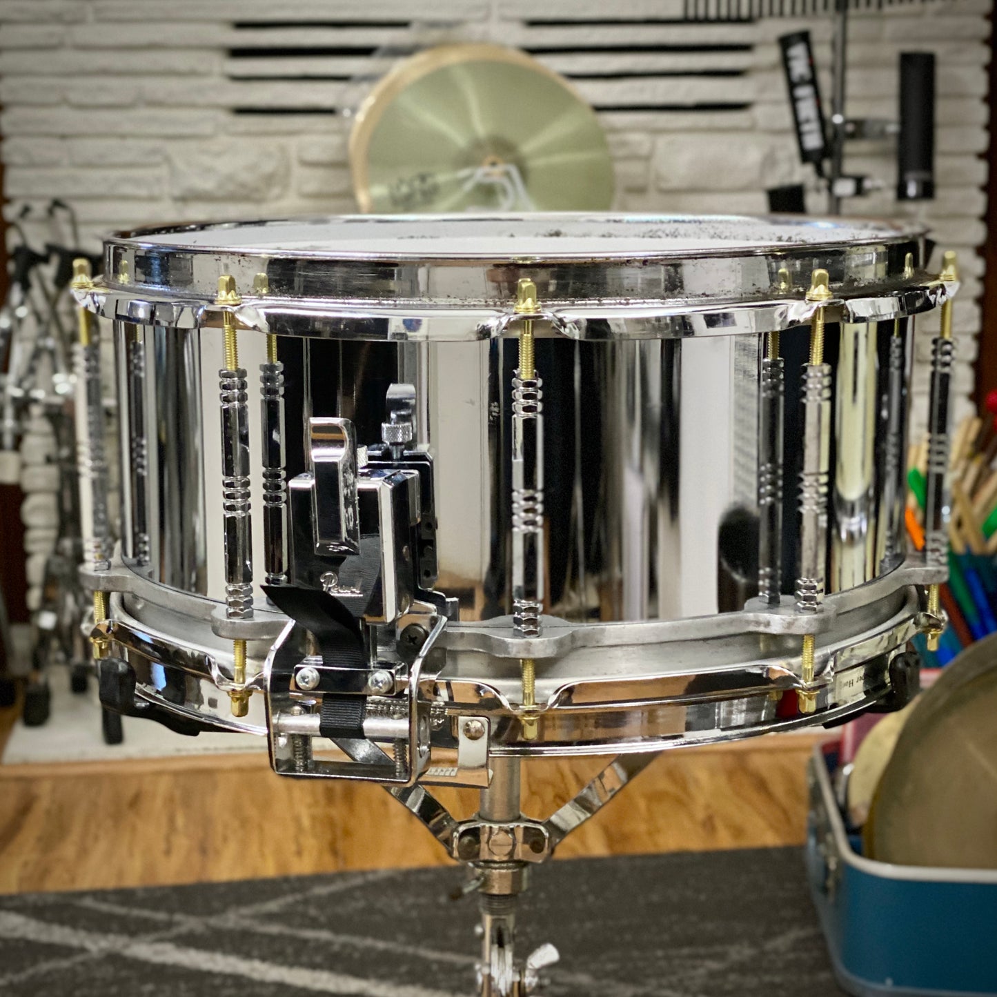 Pearl 5x14 Free Floating Steel Snare Drum – 1st Gen 1980s