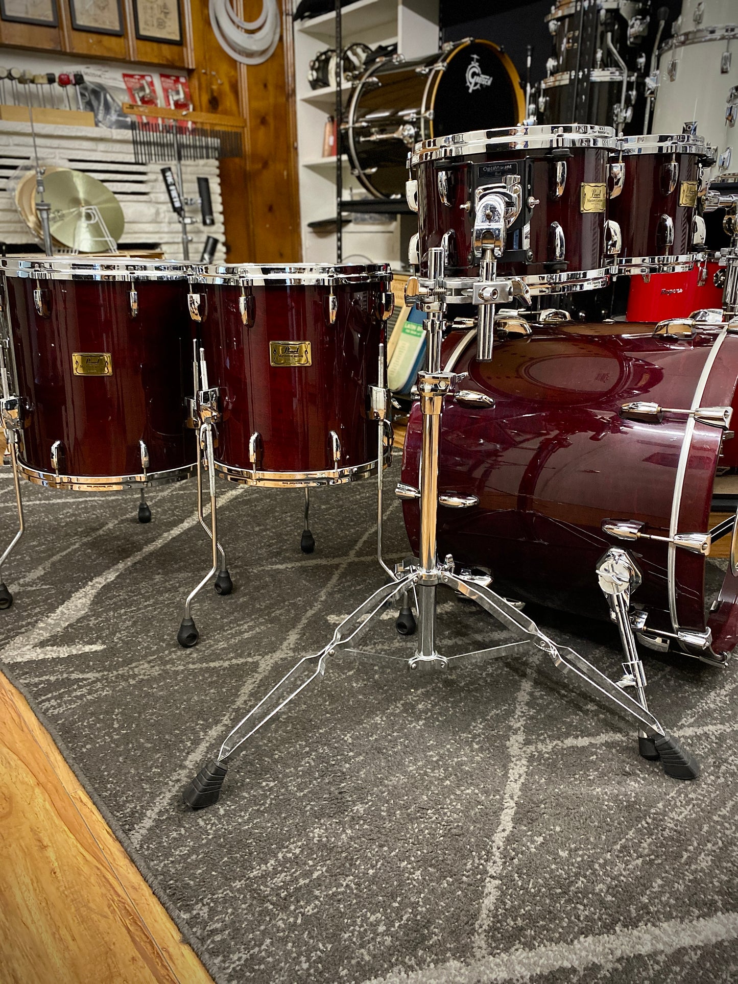 Pearl Masters Custom Maple Drum Kit – Wine Red (1990s)