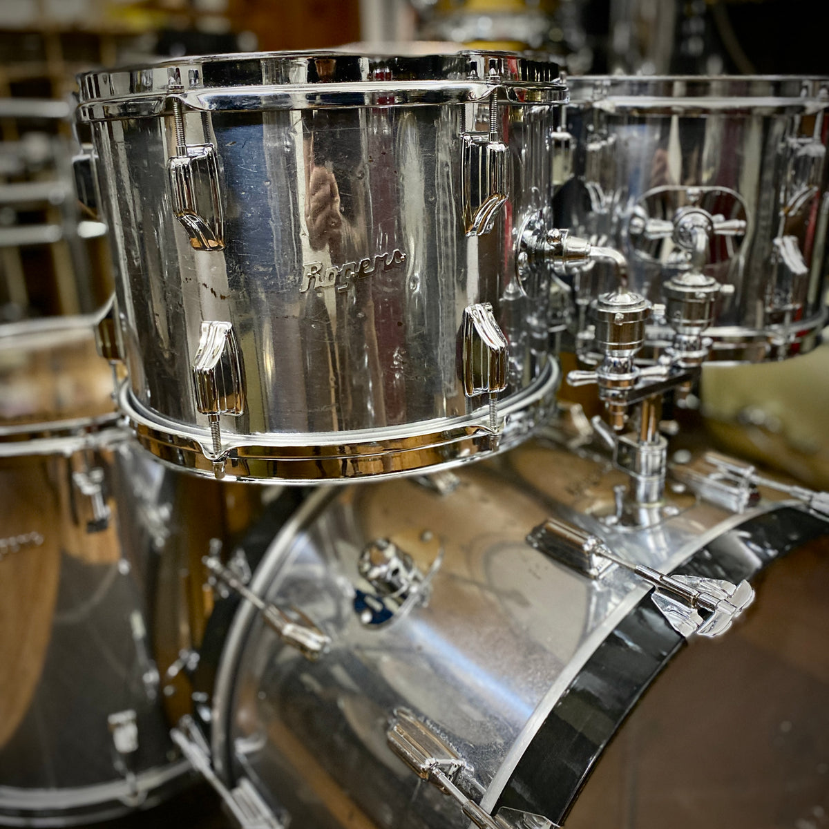 Rogers Chrome Over Wood Drum Kit – 1970s