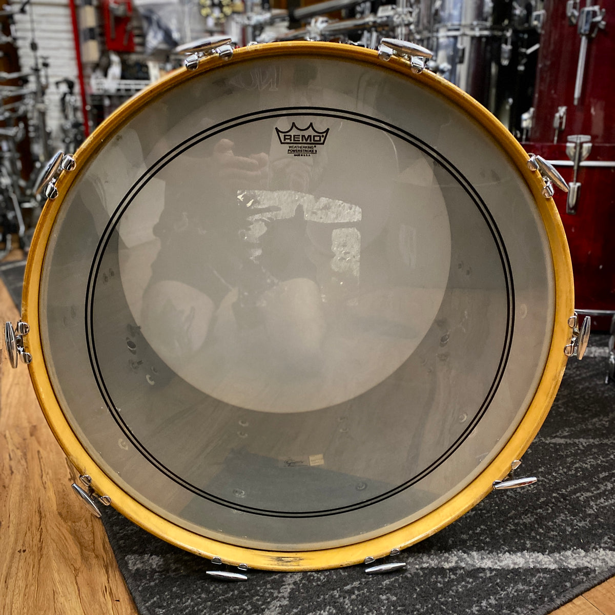 Gretsch 16x24 USA Square Badge Virgin Bass Drum - White Nitron (1980s)