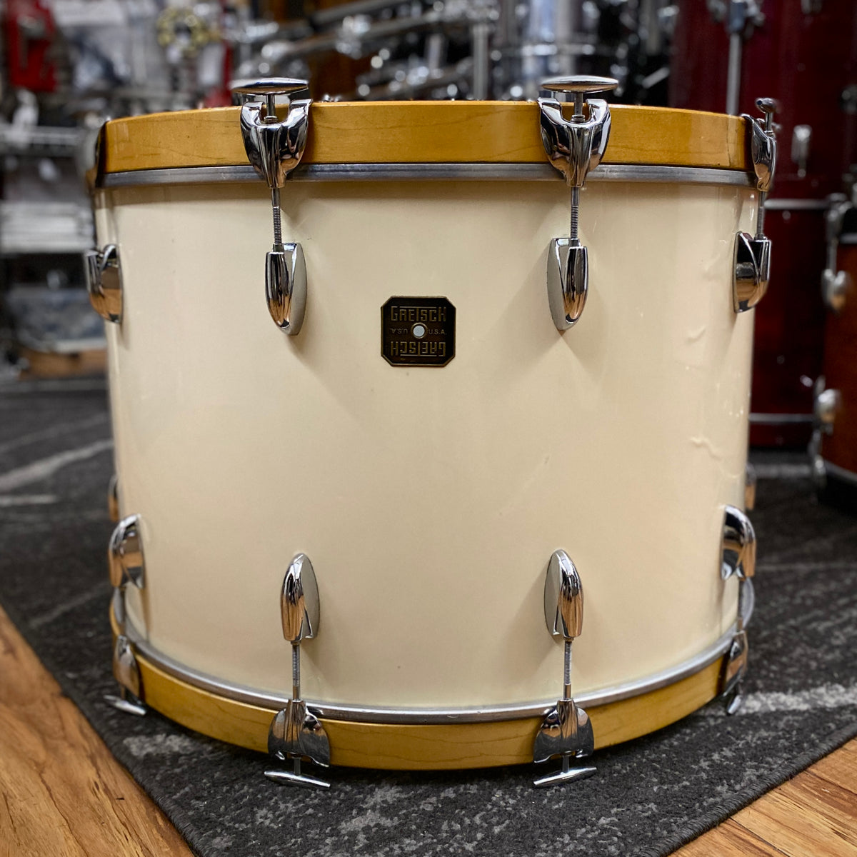 Gretsch 16x24 USA Square Badge Virgin Bass Drum - White Nitron (1980s)