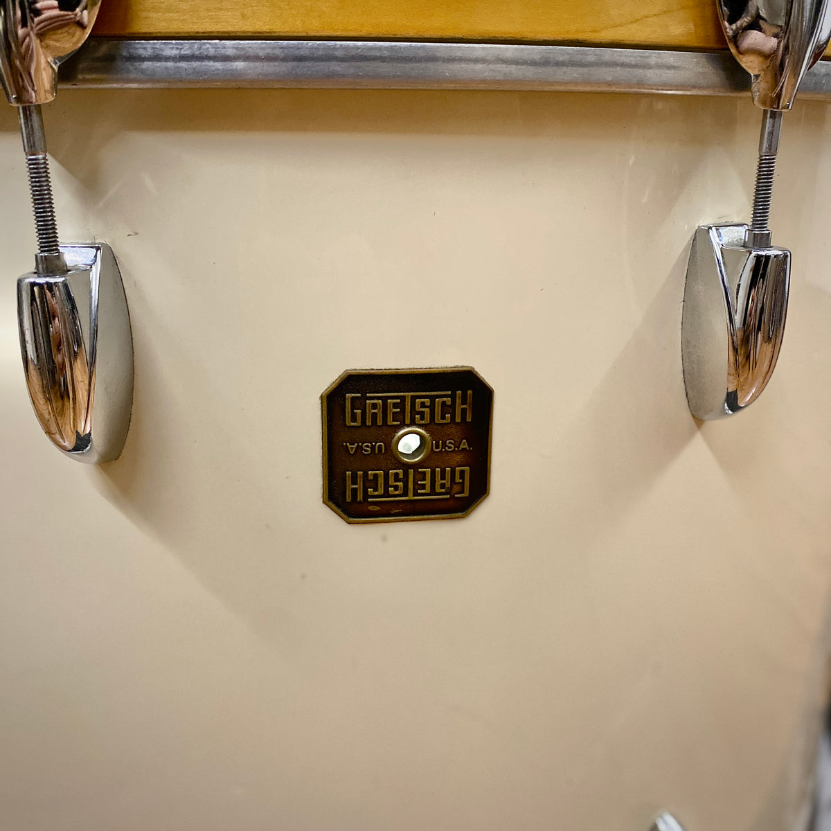 Gretsch 16x24 USA Square Badge Virgin Bass Drum - White Nitron (1980s)