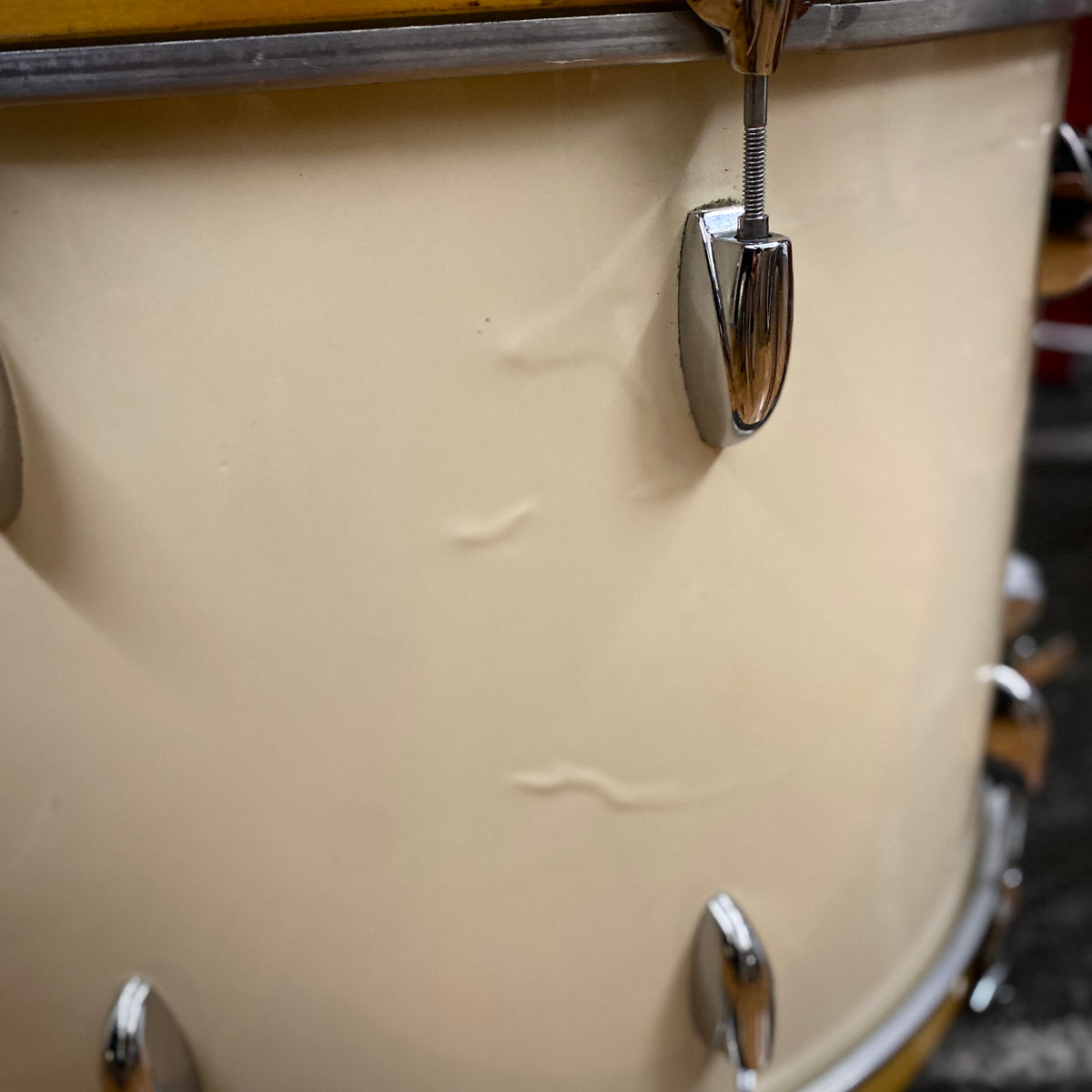 Gretsch 16x24 USA Square Badge Virgin Bass Drum - White Nitron (1980s)