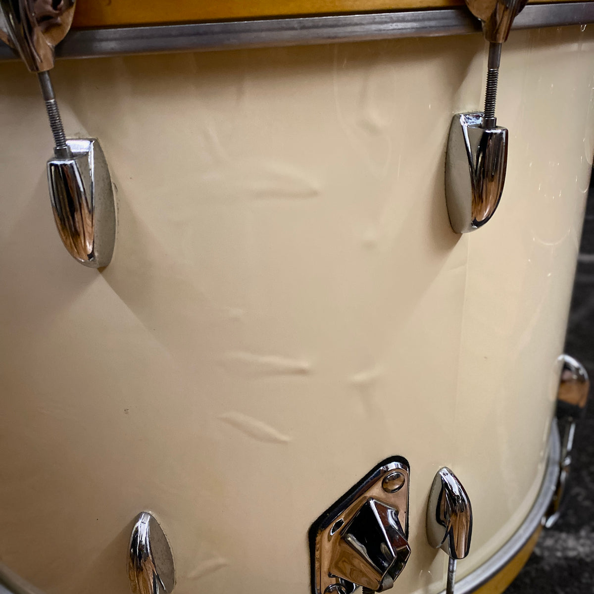 Gretsch 16x24 USA Square Badge Virgin Bass Drum - White Nitron (1980s)